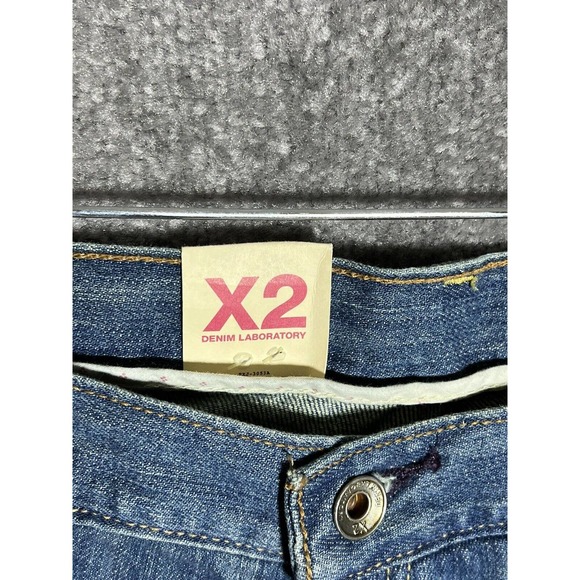 Express X2 Slim Fit W11 Flare Leg Jeans Womens Size 6 Blue Denim Patch Pocket - Picture 5 of 14